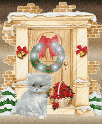 GIF animado (61257) Puerta de navidad gato