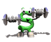 GIF animado (62278) Signo dolar levantando pesas