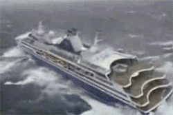 GIF animado (78272) Barco de crucero casi vuelca