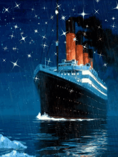 GIF animado (78281) El titanic acercandose a un iceberg