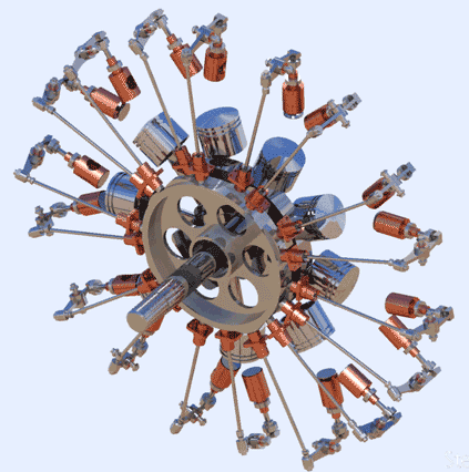 GIF animado (78211) Motor radial de cilindros