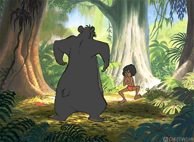 GIF animado (82892) Mowgli baloo peleando