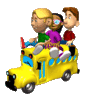 GIF animado (77497) Ninos montados autobus escolar
