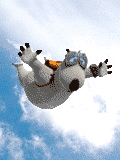 GIF animado (79517) Perro saltando en paracaidas