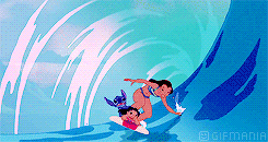 GIF animado (82967) Stitch haciendo surf lilo nany