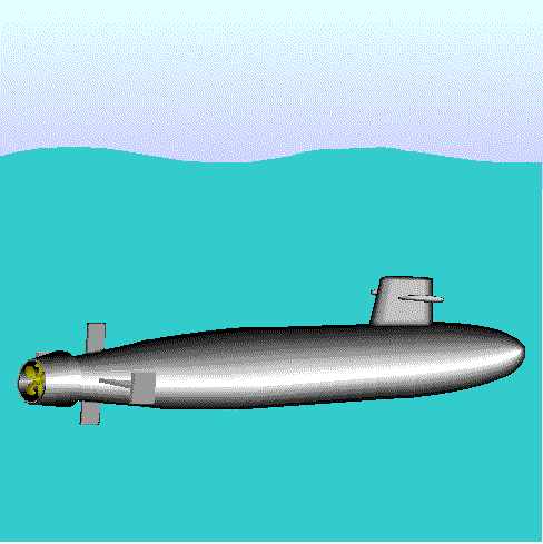 GIF animado (78424) Submarino subiendo y bajando de la superficie