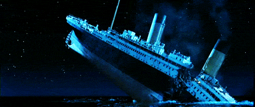 GIF animado (78439) Titanic partiendose en dos