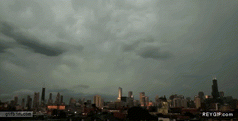 GIF animado (89958) Tres rayos a la vez en edificios en chicago