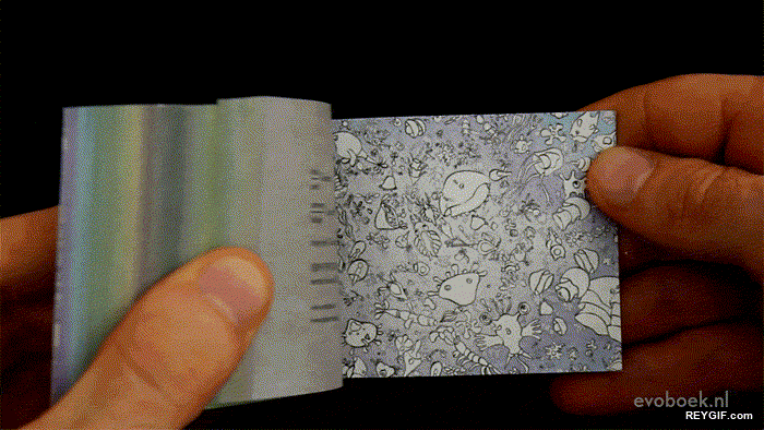 GIF animado (95540) 500 millones de anos de evolucion en un cuaderno de notas