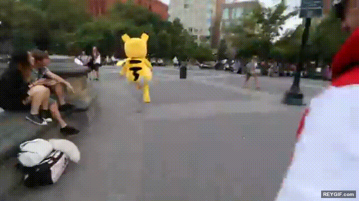 GIF animado (95590) Capturando un pikachu en la vida real