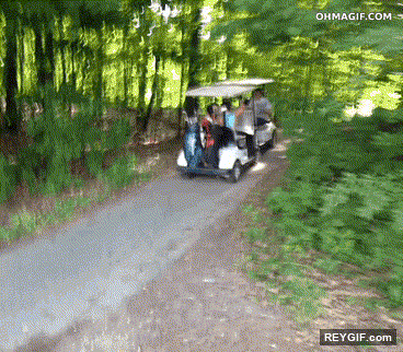 GIF animado (94636) Conduce al reves con el carrito de golf decian sera una buena idea decian