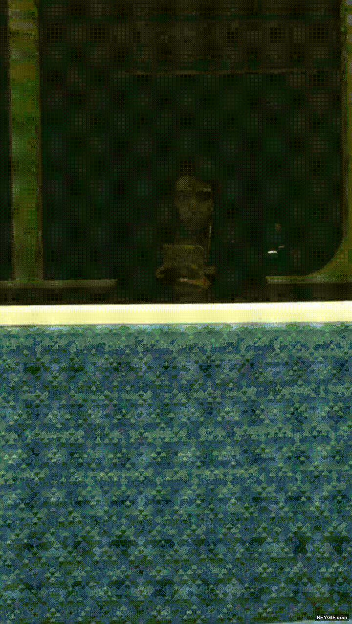 GIF animado (95957) Cuando te estas haciendo una foto en el espejo del tren proxima parada el infierno