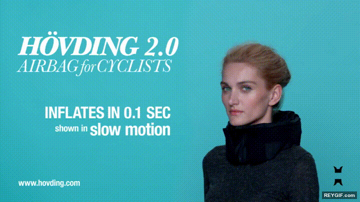 GIF animado (96111) El airbag para ciclistas parece cosa del futuro