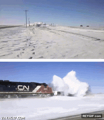 GIF animado (94885) El efecto que provoca este pedazo de tren quitanieves