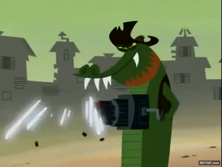 GIF animado (96607) Genji y reinhardt vs bastion