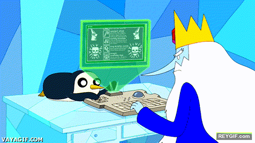 GIF animado (94349) Gunter tiene mas de gato que de pinguino