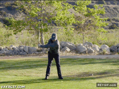 GIF animado (92696) No estoy muy seguro pero tengo la sensacion que ese palo de golf esta algo trucado
