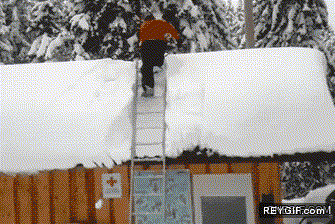 GIF animado (91835) Quieres limpiar de nieve tu tejado el es tu hombre