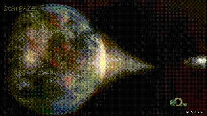 GIF animado (95843) Simulacion de la tierra siendo absorbida por un agujero negro