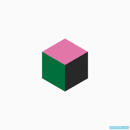 GIF animado (121475) Un hexagono 2d que se convierte en un cubo en 3d